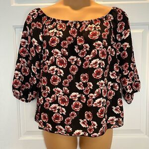 Absolute Angel New York Junior Floral Print Off Blouse Size XL
